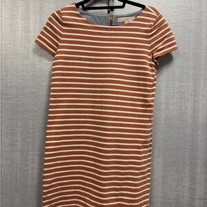 Loft Women's Striped Deep Orange/White Dress